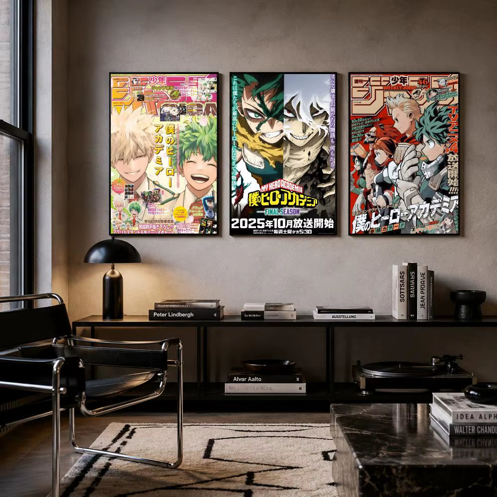 Anime My Hero Academia Poster Poster Wall Sticker Waterproof Self Adhesive HD Art Bedroom Bar Decor