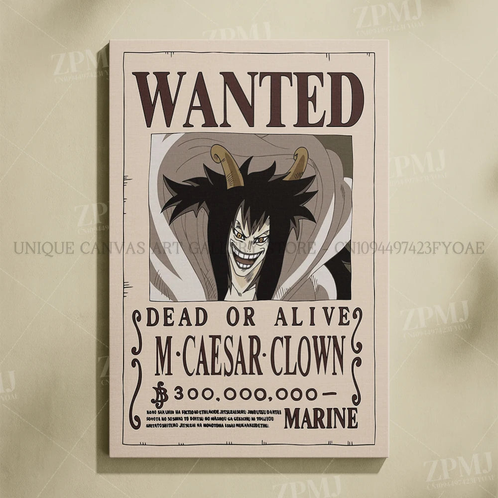 Anime One Piece Wanted Home Decor Poster Wall Art Canvas Prints Painting Pictures for Living Room Frameless Decorative Murals