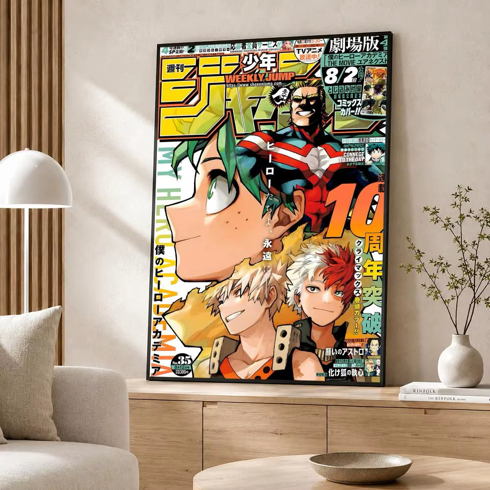Anime My Hero Academia Poster Poster Wall Sticker Waterproof Self Adhesive HD Art Bedroom Bar Decor