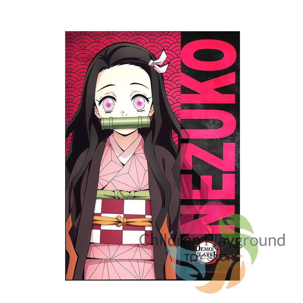 ‌Demon Slayer Anime Merchandise Mural Poster Tanjiro Kamado Nezuko Kamado Wall Art Canvas Painting for Home Decorative Pictures