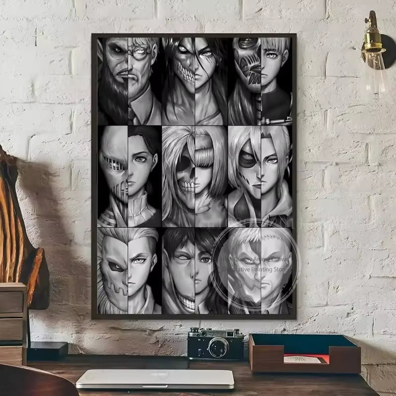 Hot-Blooded Anime Attack on Titan Poster Art Waterproof Paper Canvas Coffee House Bar Room Wall Decor