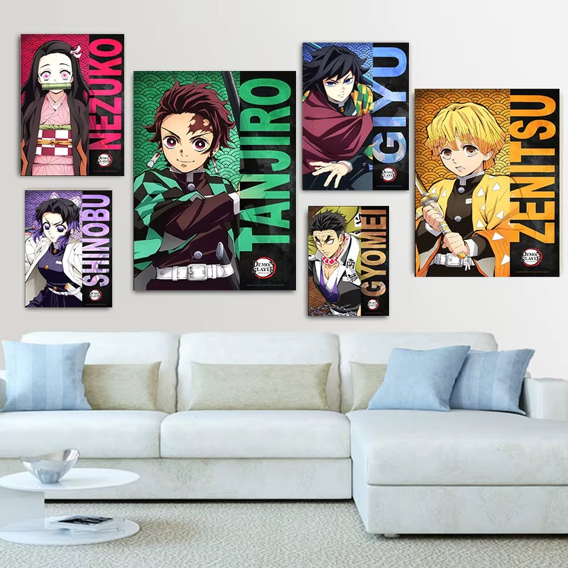 ‌Demon Slayer Anime Merchandise Mural Poster Tanjiro Kamado Nezuko Kamado Wall Art Canvas Painting for Home Decorative Pictures