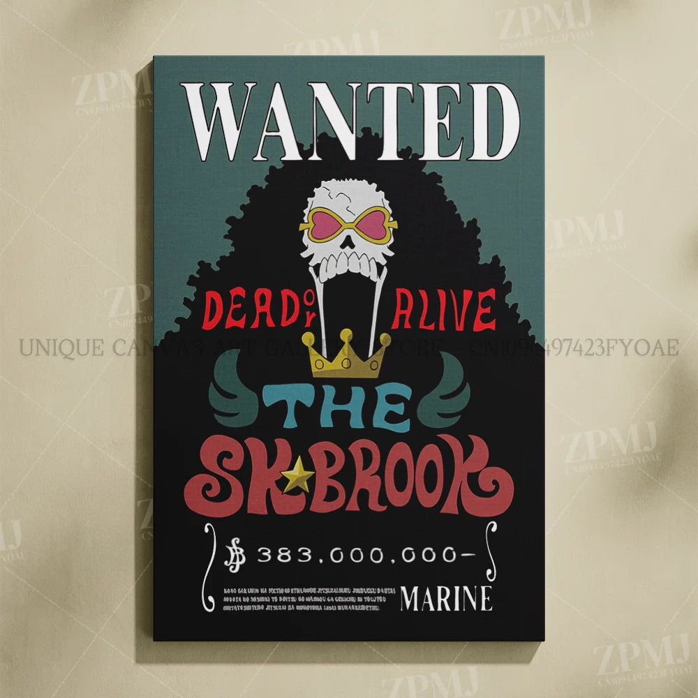 Anime One Piece Wanted Home Decor Poster Wall Art Canvas Prints Painting Pictures for Living Room Frameless Decorative Murals