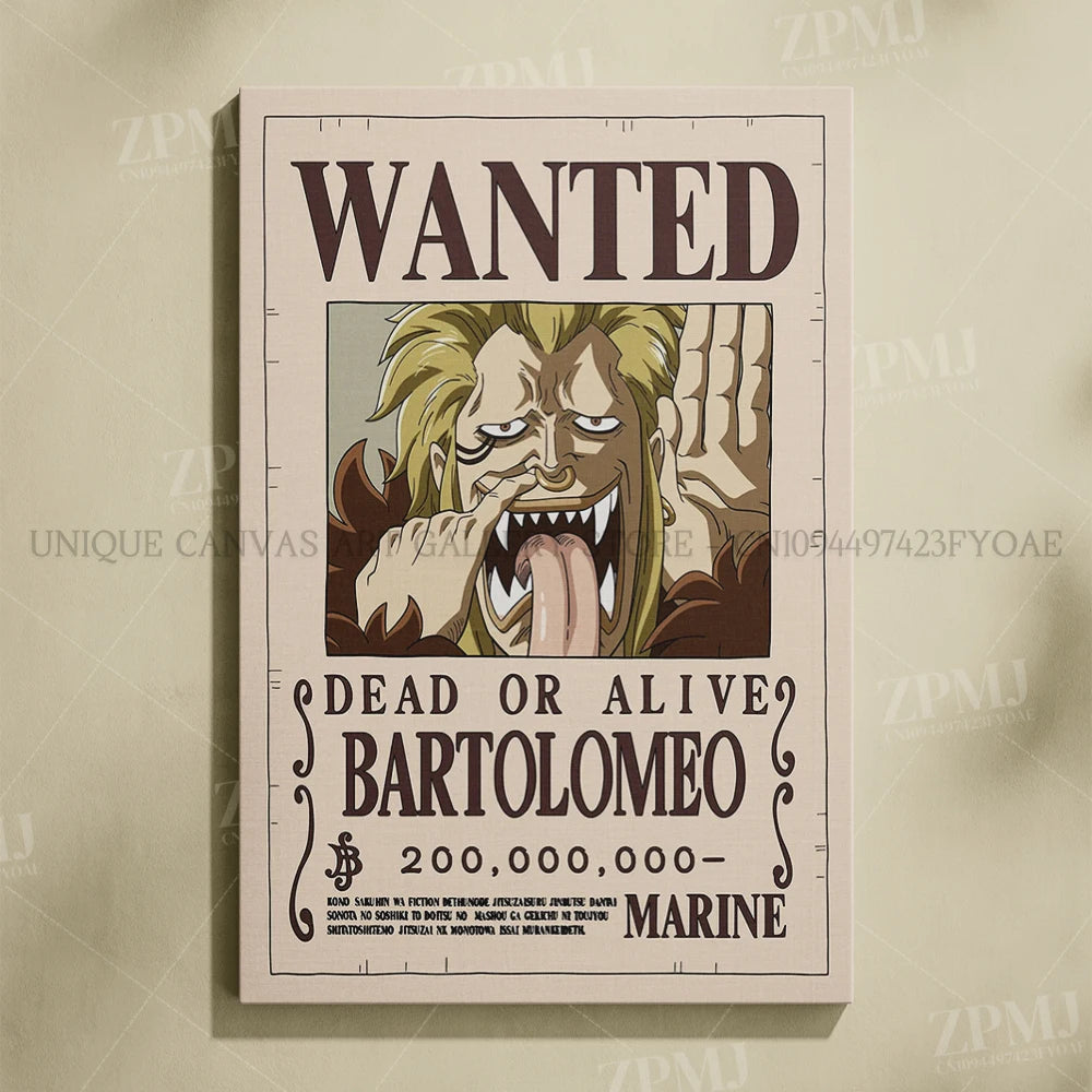 Anime One Piece Wanted Home Decor Poster Wall Art Canvas Prints Painting Pictures for Living Room Frameless Decorative Murals