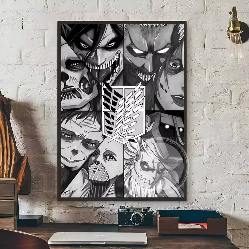 Hot-Blooded Anime Attack on Titan Poster Art Waterproof Paper Canvas Coffee House Bar Room Wall Decor