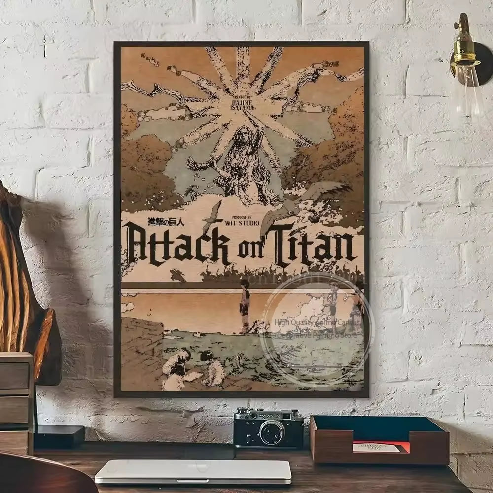 Hot-Blooded Anime Attack on Titan Poster Art Waterproof Paper Canvas Coffee House Bar Room Wall Decor