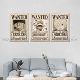 Anime One Piece Wanted Home Decor Poster Wall Art Canvas Prints Painting Pictures for Living Room Frameless Decorative Murals