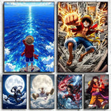 OP Luffy Poster HD Art Sticky Wall Waterproof Home Living Room Bedroom Bar Aesthetic Decoration