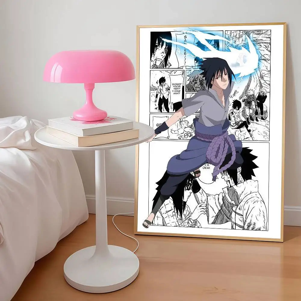 AZNM Naruto Anime Manga Panel Canvas Wall Print Unframed Naruto Sasuke Sakura Madara Character Boys Room Decor Poster