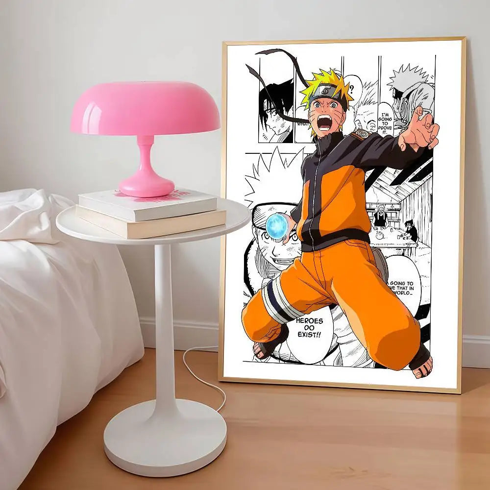 AZNM Naruto Anime Manga Panel Canvas Wall Print Unframed Naruto Sasuke Sakura Madara Character Boys Room Decor Poster