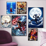 OP Luffy Poster HD Art Sticky Wall Waterproof Home Living Room Bedroom Bar Aesthetic Decoration