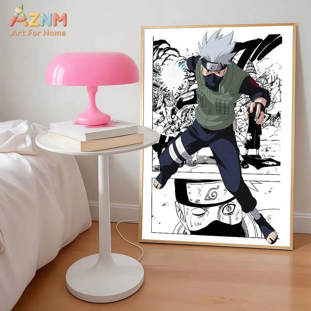 AZNM Naruto Anime Manga Panel Canvas Wall Print Unframed Naruto Sasuke Sakura Madara Character Boys Room Decor Poster