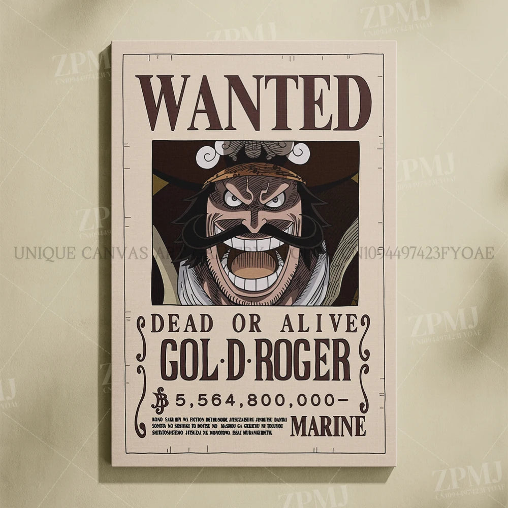 Anime One Piece Wanted Home Decor Poster Wall Art Canvas Prints Painting Pictures for Living Room Frameless Decorative Murals