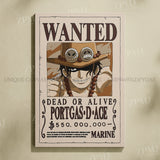 Anime One Piece Wanted Home Decor Poster Wall Art Canvas Prints Painting Pictures for Living Room Frameless Decorative Murals