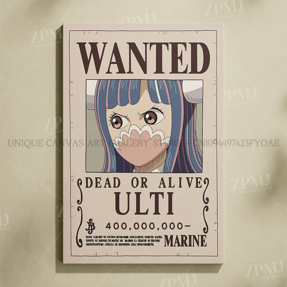 Anime One Piece Wanted Home Decor Poster Wall Art Canvas Prints Painting Pictures for Living Room Frameless Decorative Murals