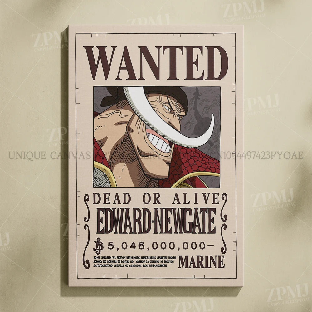 Anime One Piece Wanted Home Decor Poster Wall Art Canvas Prints Painting Pictures for Living Room Frameless Decorative Murals