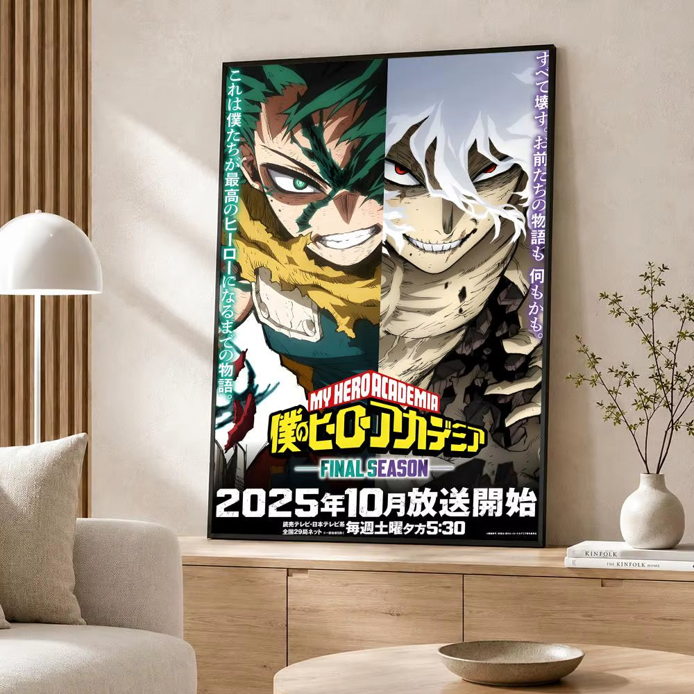 Anime My Hero Academia Poster Poster Wall Sticker Waterproof Self Adhesive HD Art Bedroom Bar Decor