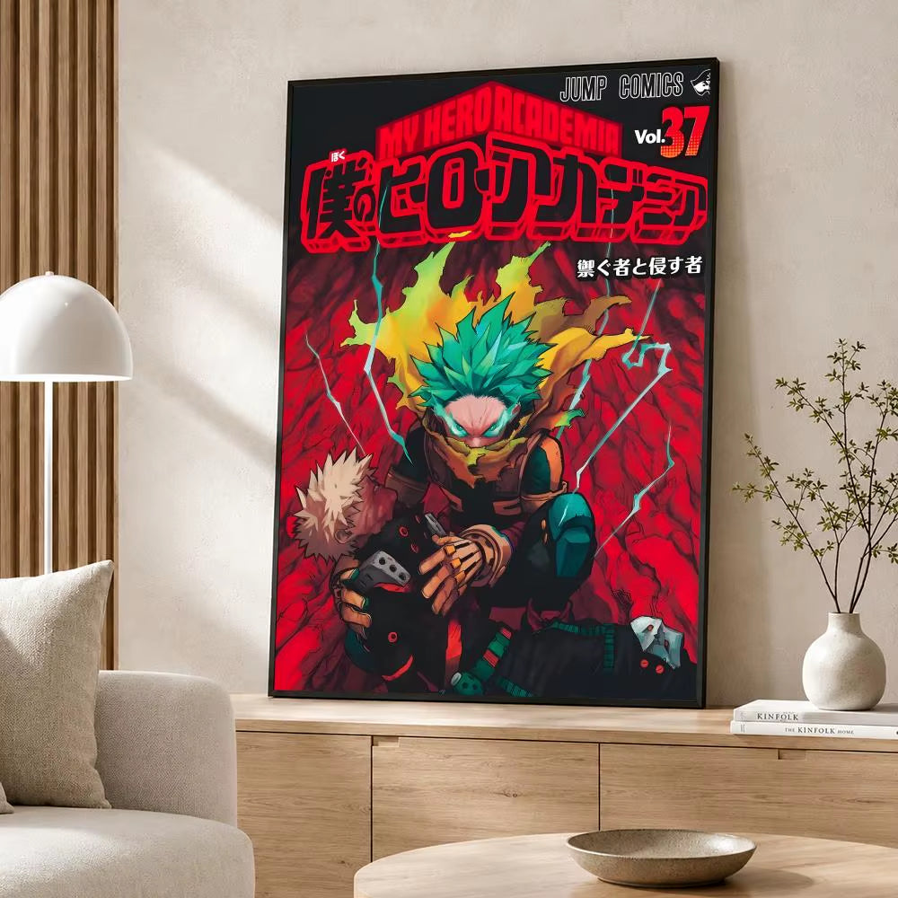 Anime My Hero Academia Poster Poster Wall Sticker Waterproof Self Adhesive HD Art Bedroom Bar Decor