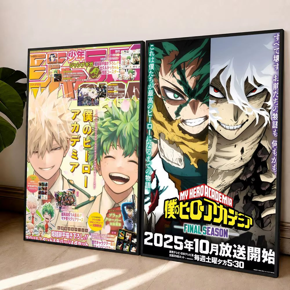Anime My Hero Academia Poster Poster Wall Sticker Waterproof Self Adhesive HD Art Bedroom Bar Decor