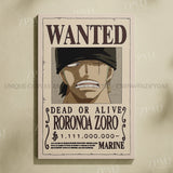 Anime One Piece Wanted Home Decor Poster Wall Art Canvas Prints Painting Pictures for Living Room Frameless Decorative Murals