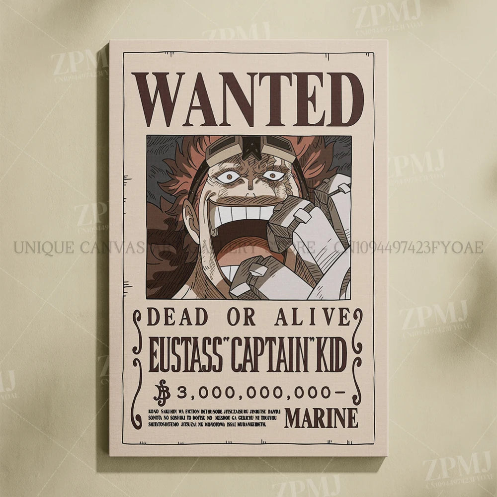 Anime One Piece Wanted Home Decor Poster Wall Art Canvas Prints Painting Pictures for Living Room Frameless Decorative Murals