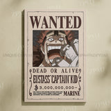 Anime One Piece Wanted Home Decor Poster Wall Art Canvas Prints Painting Pictures for Living Room Frameless Decorative Murals