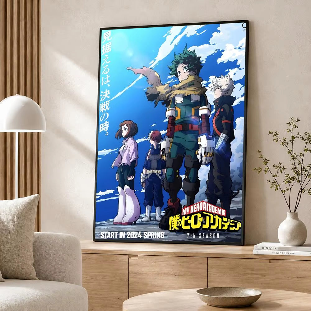 Anime My Hero Academia Poster Poster Wall Sticker Waterproof Self Adhesive HD Art Bedroom Bar Decor