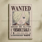 Anime One Piece Wanted Home Decor Poster Wall Art Canvas Prints Painting Pictures for Living Room Frameless Decorative Murals