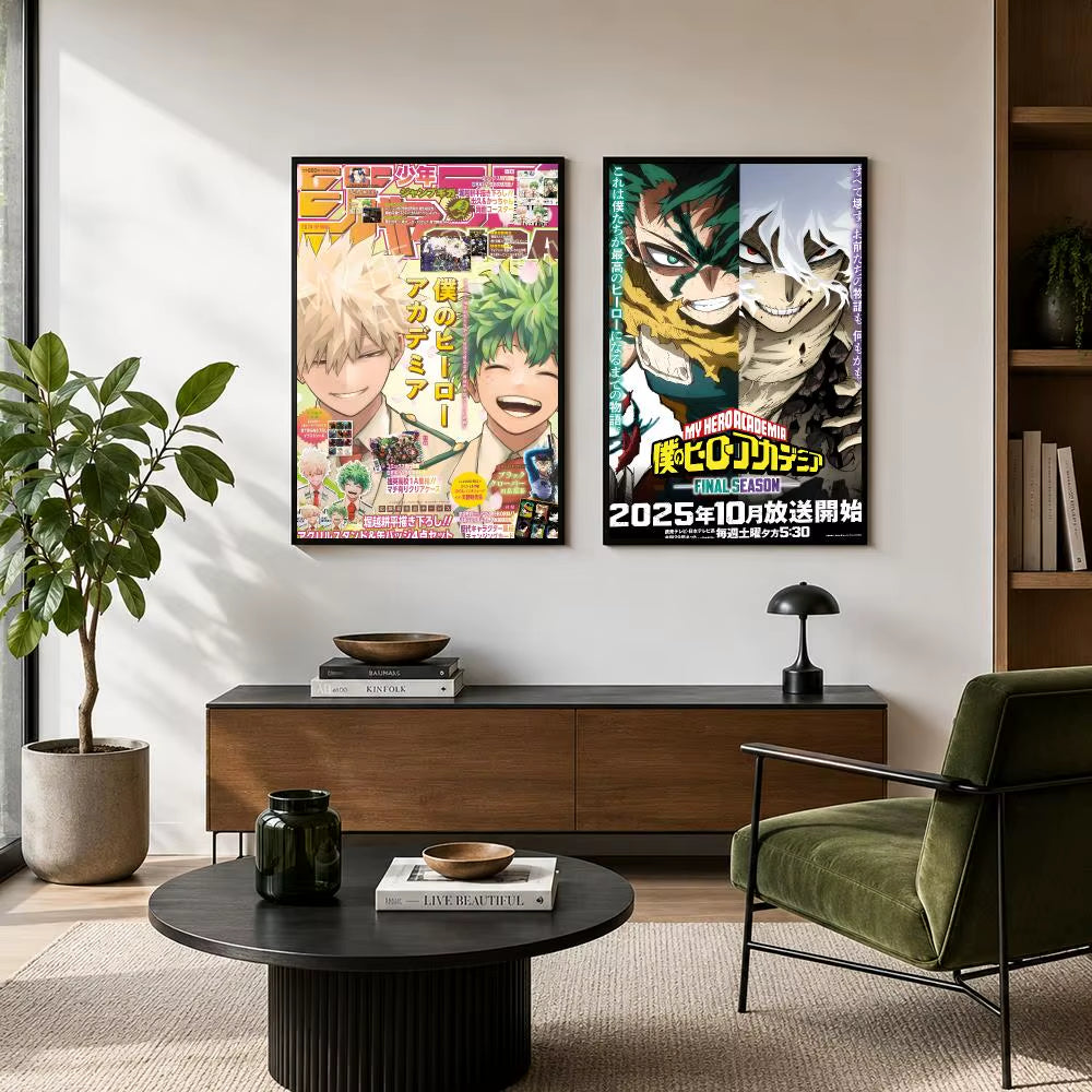 Anime My Hero Academia Poster Poster Wall Sticker Waterproof Self Adhesive HD Art Bedroom Bar Decor