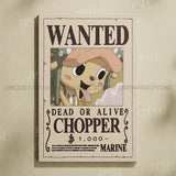 Anime One Piece Wanted Home Decor Poster Wall Art Canvas Prints Painting Pictures for Living Room Frameless Decorative Murals