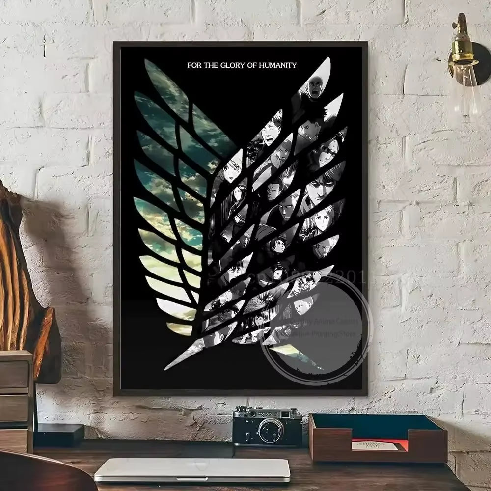 Hot-Blooded Anime Attack on Titan Poster Art Waterproof Paper Canvas Coffee House Bar Room Wall Decor